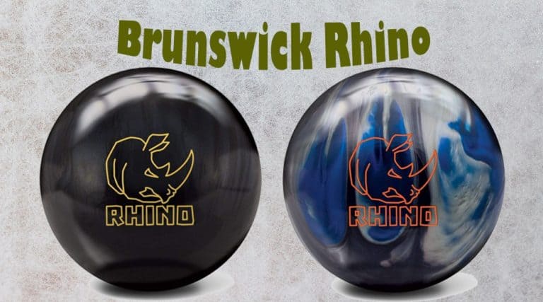 Brunswick-Rhino-bowling-balls-in-black-and-blue-with-Rhino-logo-for-performance-and-accuracy