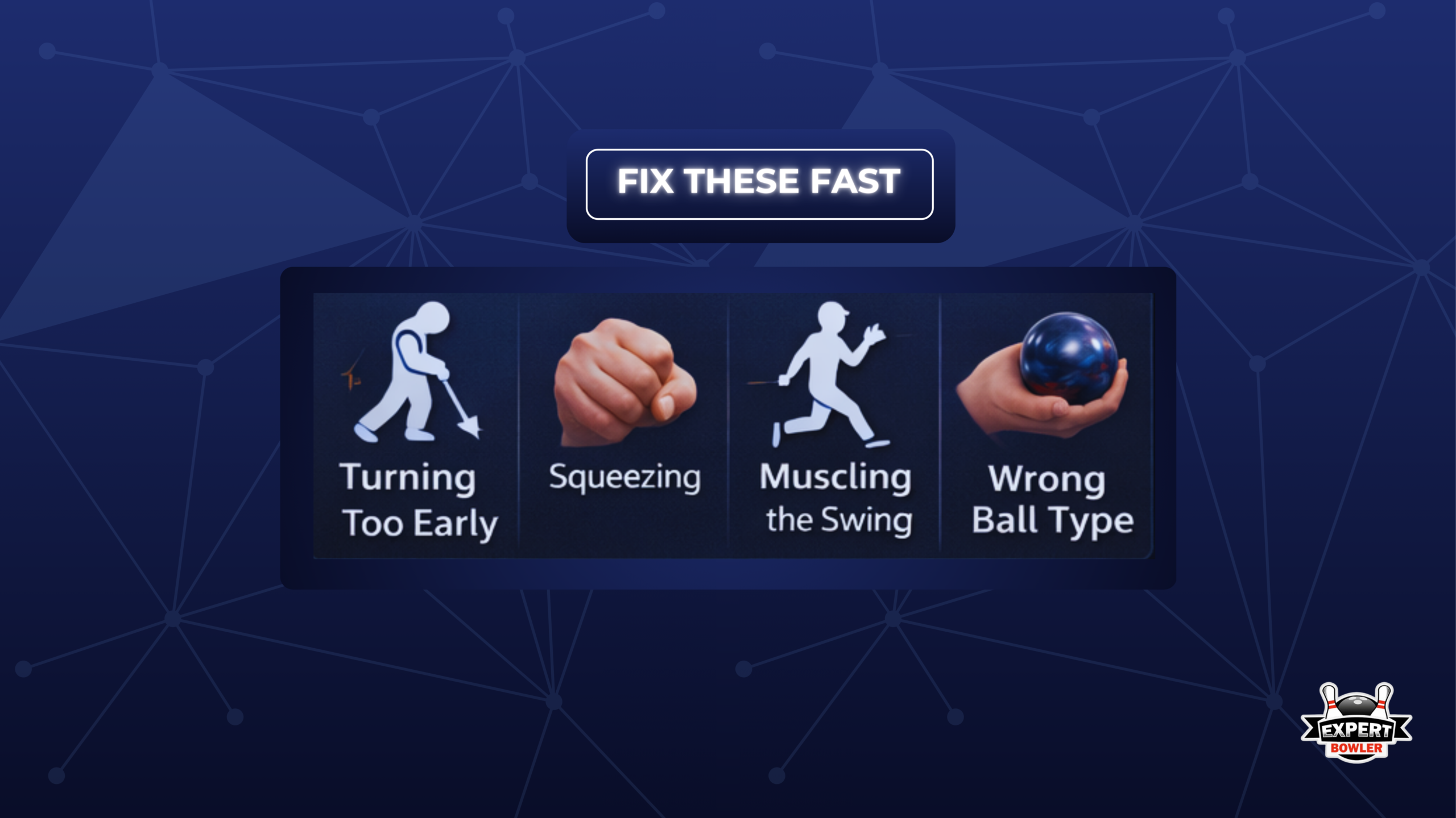 Common spin mistakes: turning too early, squeezing, muscling the swing, and wrong ball type.