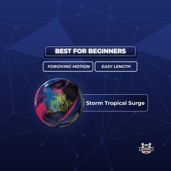 Storm Tropical Surge is a beginner-friendly bowling ball with smooth control and easy readability on dry to medium oil.