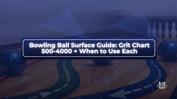 Bowling ball surface guide hero visual with grit chart 500-4000 and lane reaction graphic