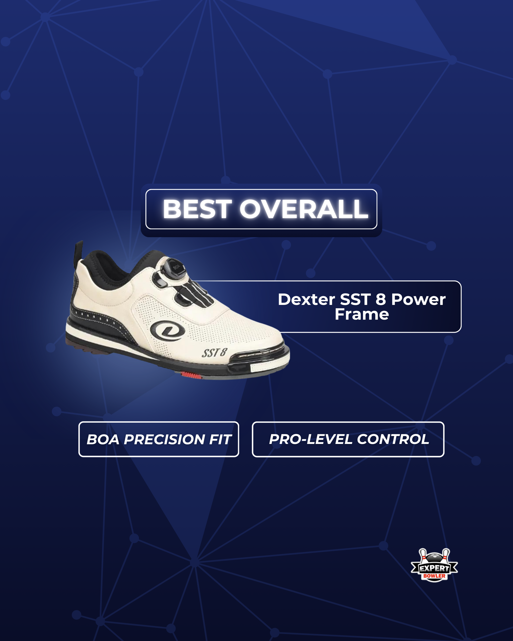 Best overall pick slide featuring the Dexter SST 8 Power Frame BOA for league and tournament bowlers.