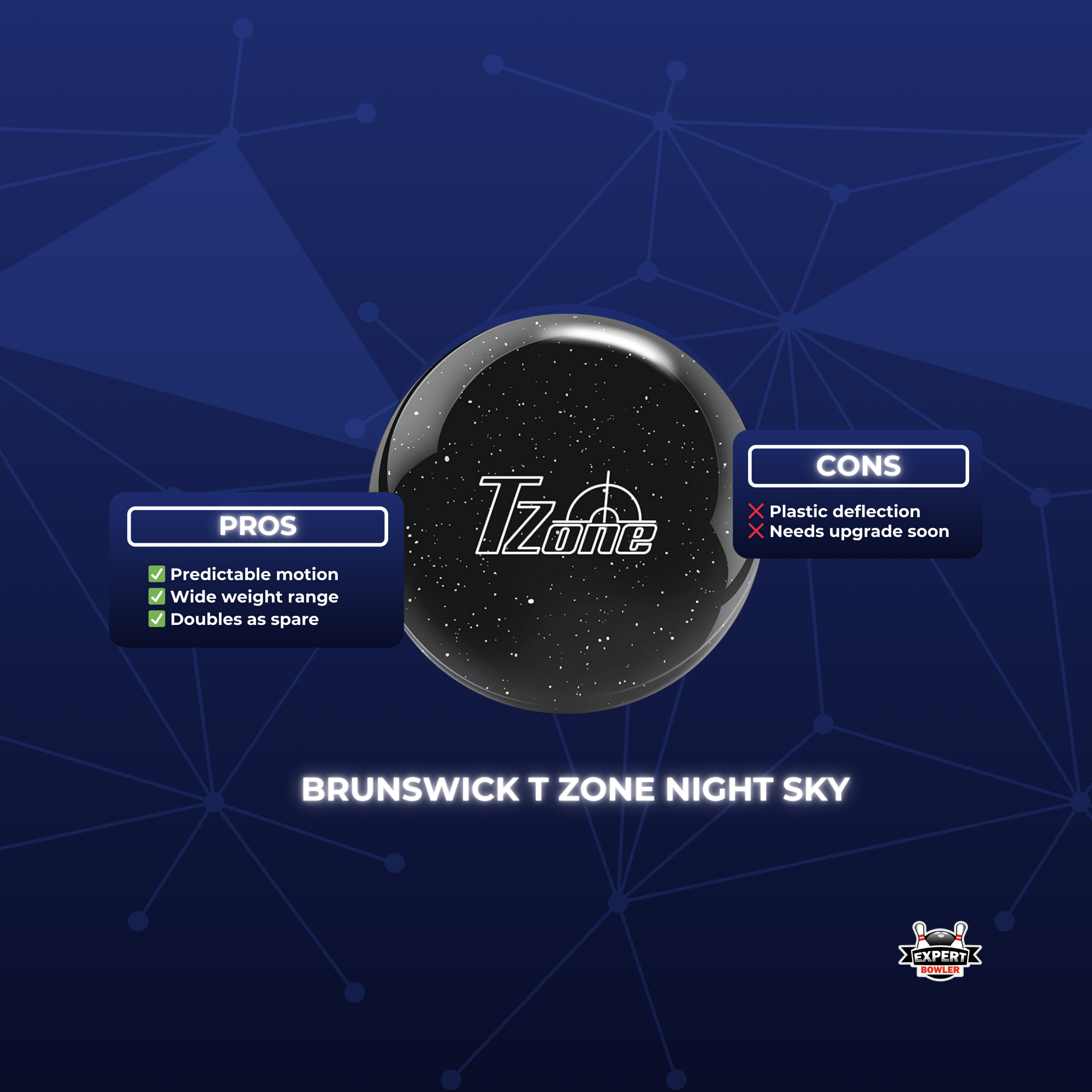 Brunswick TZone bowling ball for beginners, a straight rolling spare ball for easy single-pin conversions