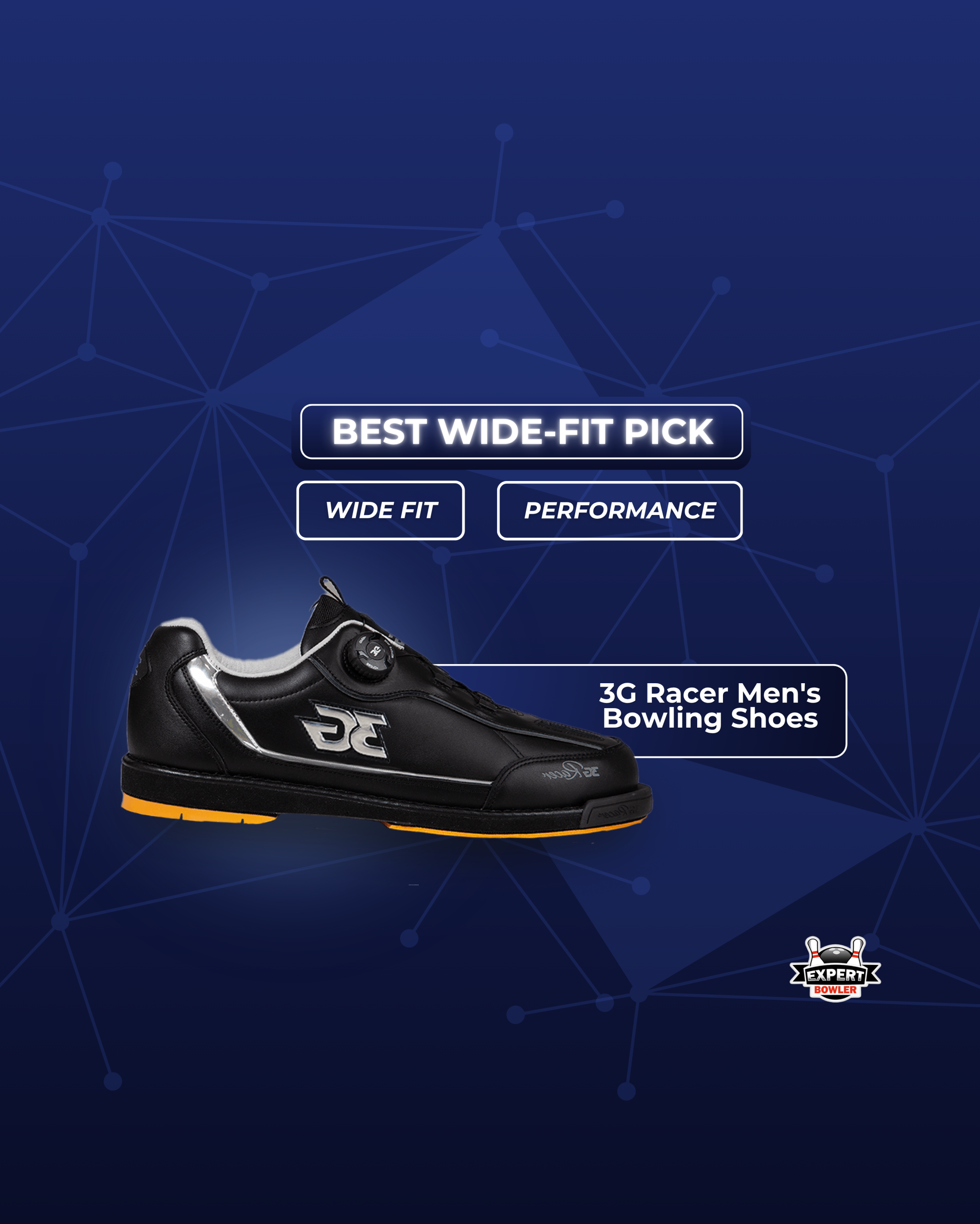 Best wide-fit pick slide for the “Best Bowling Shoes for Men” article, featuring the 3G Racer Men’s Bowling Shoes for performance bowlers.