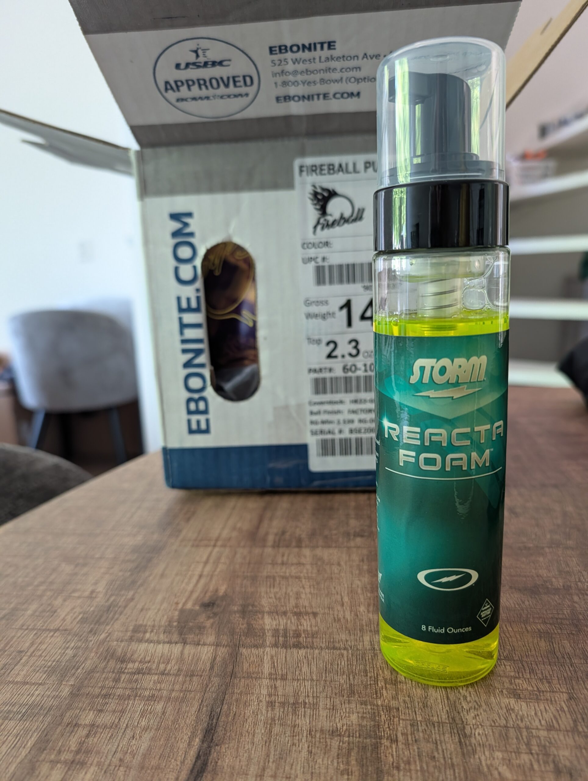 Storm Reacta Foam ball cleaner bottle purchased and photographed by the ExpertBowler team